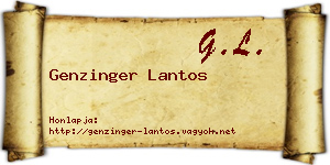 Genzinger Lantos névjegykártya